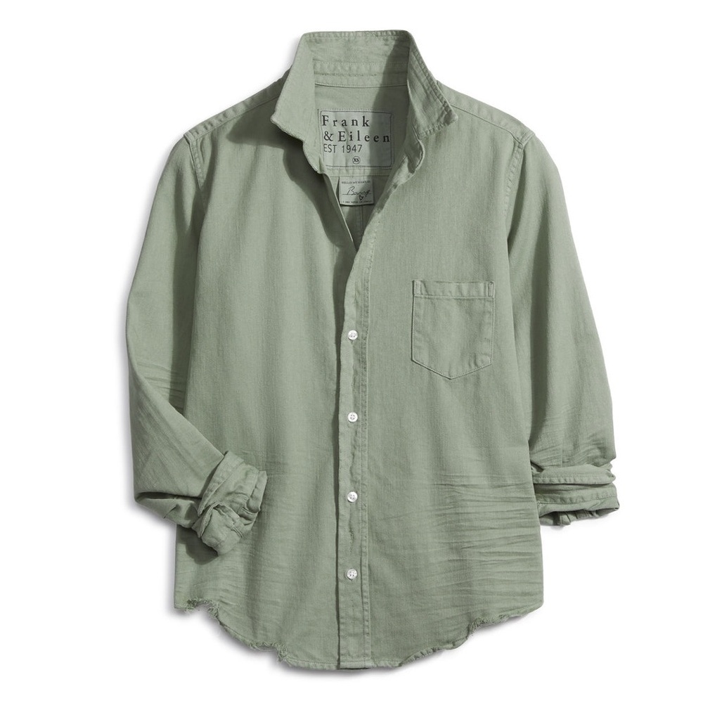 Frank & Eileen - Barry Woven Button Up in Washed Green B2012